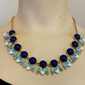J. Crew statement necklace blues and gold